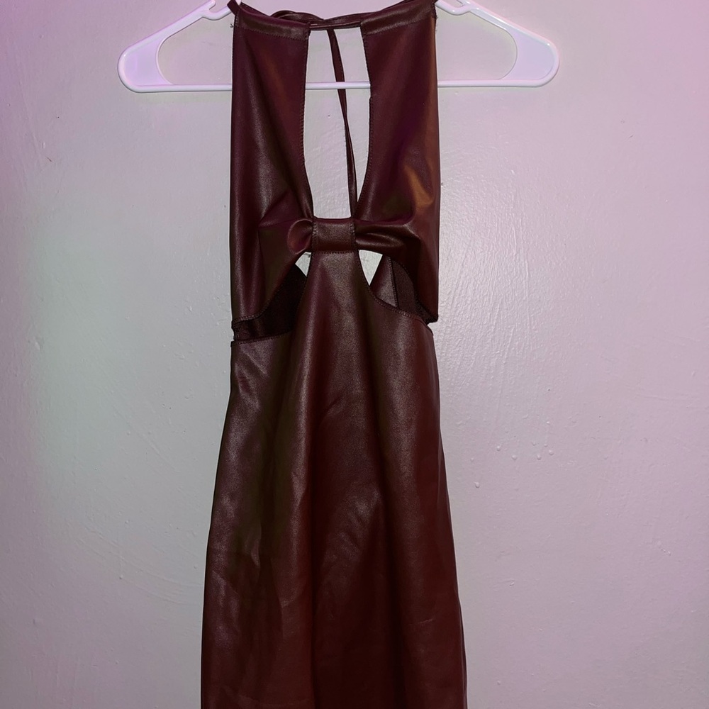 Elegant Faux-Leather Sleeveless Dress